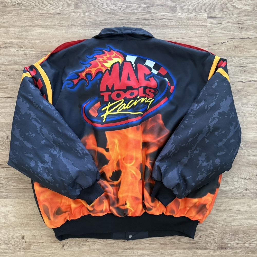 Vintage Swingster Mac Tools Racing Jacket‎ Flames AOP XXL(fits like XL) USA Made